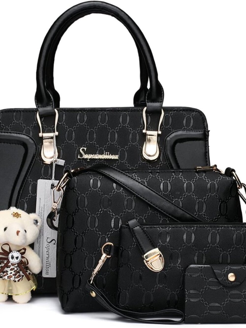 Women's Fashion Handbags Tote Bags Shoulder Bag Top Handle Satchel Purse Set 4pc